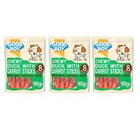 GoodBoy 3 X 90G CHEWY DUCK WITH CARROT STICKS NATURAL DOG TREAT CHEWS
