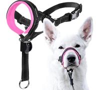 GoodBoy Dog Head Halter with Safety Strap - Stops Heavy Pulling On The Leash - Padded Headcollar for Small Medium and Large Dog Sizes - Head Collar Training Guide Included (Size 1, Pink)