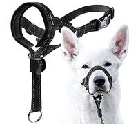 GoodBoy Dog Head Halter with Safety Strap - Stops Heavy Pulling On The Leash - Padded Headcollar for Small Medium and Large Dog Sizes - Head Collar Training Guide Included (Size 4, Black)