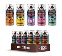 GoodBrew Cold Brew Iced Coffee Cans 5 Flavours (10 Pack) - lant Based Oat Milk, Dairy Free - Low Sugar Iced Coffee Cans - Gut-Friendly Prebiotic Fibre and Essential Vitamins - 10x 250ml Cold Coffee