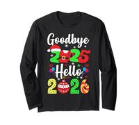 Goodbye 2025 Hello 2026 Happy New Year's Eve Christmas Xmas Long Sleeve T-Shirt