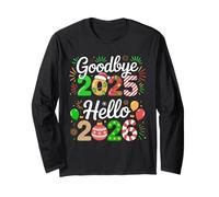 Goodbye 2025 Hello 2026 Happy New Year's Eve Christmas Xmas Long Sleeve T-Shirt