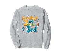 Goodbye 2nd Hello 3rd Grade School Transition Fun Sweatshirt, Adult Unisex, Heather Grey, XL
