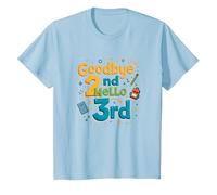 Goodbye 2nd Hello 3rd Grade School Transition Fun T-Shirt, Kids, Baby Blue, 4 Years