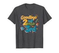 Goodbye 2nd Hello 3rd Grade School Transition Fun T-Shirt, Men, Dark Heather Grey, 3XL