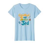 Goodbye 2nd Hello 3rd Grade School Transition Fun T-Shirt, Women, Baby Blue, XL