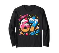 Goodbye 6 Hello 7 Fun 67 Number Ice Cream Drip 7th Birthday Long Sleeve T-Shirt