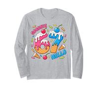 Goodbye 6 Hello 7 Fun 67 Number Ice Cream Drip 7th Birthday Long Sleeve T-Shirt