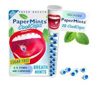 Goodbye Bad Breath with PaperMints Cool Caps - Dual Action Breath Freshener Capsules - Sugar Free (6 Tubes of 18 Capsules)