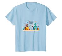Goodbye Kinder Hello First Grade Milestone Celebration T-Shirt, Kids, Baby Blue, 8 Years