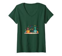 Goodbye Kinder Hello First Grade Milestone Celebration V-Neck T-Shirt, Women, Forest Green, XL