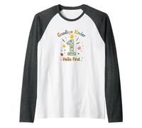 Goodbye Kinder Hello First Graduation Celebration Raglan Baseball Tee, Men, Dark Heather/White, L