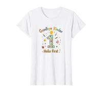 Goodbye Kinder Hello First Graduation Celebration T-Shirt, Women, White, 3XL