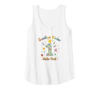 Goodbye Kinder Hello First Graduation Celebration Tank Top, Women, White, L