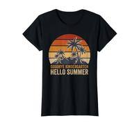 Goodbye Kindergarten Hello Summer Last Day Graduation Art Value Graphic T-Shirt, Women, Black, XS
