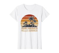Goodbye Kindergarten Hello Summer Last Day Graduation Art Value Graphic T-Shirt, Women, White, S