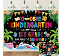 Goodbye Kindergarten on My Way to 1st Grade Backdrop Kindergarten Graduation Background Class of 2026 Last Day of Preschool Graduation Party Decorations Banner (8x6FT: 96x72 inch)