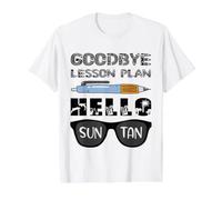 Goodbye Lesson Plan Hello Sun Tan Last Day of School Teacher Value Graphic T-Shirt, Men, White, XL
