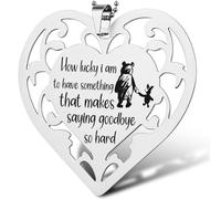 Goodbye Quote Stainless Steel Heart Ornament, “How Lucky I Am to Have Something...” Pooh-Inspired Hollow Hanging Tag, Sentimental Farewell Gift for Friend, Coworker, or Teacher,XXU4