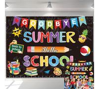 Goodbye Summer Hello School Backdrop First Day of School Backdrop Welcome Back To School Photography Background Teachers Students Classroom Party Decoration Background (6X4FT (180x120cm))