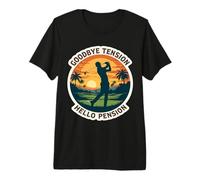 Goodbye Tension Hello Pension Golf Retired Golfer Retirement Premium T-Shirt