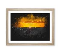 Goodbye To The Sun Paint Splash Modern Art Framed Print | A2 Oak Framed Wall Art | Ready to Hang | Modern Nature Picture | Living Room Bedroom Lounge Office