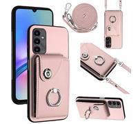 GoodcAcy Case for Samsung Galaxy A05S Wallet Case, Samsung Galaxy A05S Crossbody Wallet Phone Case with Lanyard, PU Leather Card Holder Kickstand Snap Closure Flip Folio Protective Cover, Rose