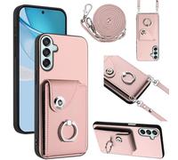 GoodcAcy Case for Xiaomi Redmi 14C/Poco C75 Wallet Case,Redmi 14C/Poco C75 Crossbody Wallet Phone Case with Lanyard, PU Leather Card Holder Kickstand Snap Closure Flip Folio Protective Cover, Rose