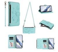 GoodcAcy Cavor Crossbody Nothing Phone 2A Case With Card Holder With Strap,Flip Leather Wallet Case,[6 Card Holder] Zipper Detachable Lanyard Phone Case Cover for Women - mint green