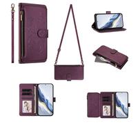 GoodcAcy Cavor Crossbody Nothing phone 3A Pro Case With Card Holder With Strap,Flip Leather Wallet Case,[6 Card Holder] Zipper Detachable Lanyard Phone Case Cover for Women - Purple