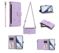 GoodcAcy Cavor Crossbody Nothing phone 3A Pro Case With Card Holder With Strap,Flip Leather Wallet Case,[6 Card Holder] Zipper Detachable Lanyard Phone Case Cover for Women - Lavender