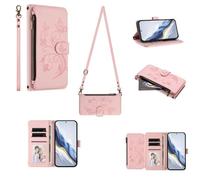GoodcAcy Cavor Crossbody Nothing Phone 4A Case With Card Holder With Strap,Flip Leather Wallet Case,[6 Card Holder] Zipper Detachable Lanyard Phone Case Cover for Women - Rose