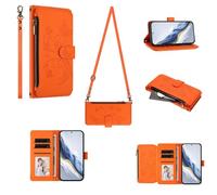 GoodcAcy Cavor Crossbody Nothing Phone 4A Case With Card Holder With Strap,Flip Leather Wallet Case,[6 Card Holder] Zipper Detachable Lanyard Phone Case Cover for Women - Orange