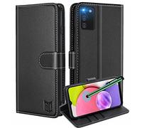 GoodcAcy Compatible with Samsung Galaxy A03S Case,Samsung Galaxy A03S Leather Case with RFID Blocking,High-grade Leather Flip Wallet Book Flip Folio Stand View phone Cover for Samsung A03S,Black