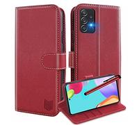 GoodcAcy Compatible with Samsung Galaxy A52 4G/5G Case,Galaxy A52 4G Leather Case with RFID Blocking,High-grade Leather Flip Wallet Book Flip Folio Stand View phone Cover for Samsung A52 5G,Red