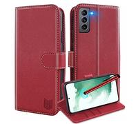 GoodcAcy Compatible with Samsung Galaxy S22 Plus Case,Galaxy S22 Plus Leather Case with RFID Blocking,High-grade Leather Flip Wallet Book Flip Folio Stand View phone Cover for Samsung S22 Plus,Red