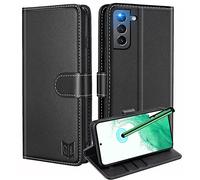 GoodcAcy Compatible with Samsung Galaxy S22 Plus Case,Galaxy S22 Plus Leather Case with RFID Blocking,High-grade Leather Flip Wallet Book Flip Folio Stand View phone Cover for Samsung S22 Plus,Black