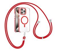 GoodcAcy Crossbody Lanyard Case for iPhone 16 Pro Max, Magnetic Case Protective Phone Case with Strap Adjustable Neck Cord Necklace Soft Cover for iPhone 16 Pro Max,red