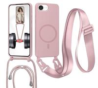 GoodcAcy Crossbody Lanyard Case for iPhone 16E/iPhone 17E, [Compatible with MagSafe] Magnetic Case with Strap Adjustable and Removable Neck, Anti-Fingerprint Cover, Sand Pink