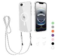 GoodcAcy Crossbody Lanyard Case for iPhone 16E/iPhone 17E, Magnetic Case Compatible with MagSafe Transparent Slim Shockproof Clear Phone Case Cover with Lanyard Strap for iPhone 16E/iPhone 17E-white