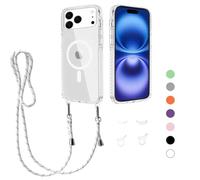 GoodcAcy Crossbody Lanyard Case for iPhone 17 Pro, Magnetic Case Compatible with MagSafe Transparent Slim Shockproof Clear Phone Case Cover with Lanyard Strap for iPhone 17 Pro-white