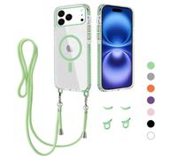 GoodcAcy Crossbody Lanyard Case for iPhone 17 Pro Max, Case Compatible with Magnetic Transparent Slim Shockproof Clear Phone Case Cover with Lanyard Strap for iPhone 17 Pro Max-green