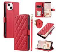 GoodcAcy Crossbody Lanyard Case for iPhone 6/iPhone 7/iPhone 8,with Adjustable Strap Neck Cord Necklace, Wrist Strap, Kickstand, Magnetic Closure, Shockproof Protective Soft Leather Flip Cover,Red