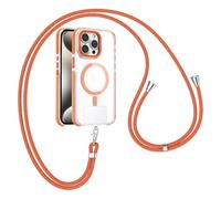 GoodcAcy Crossbody Lanyard Case for Samsung Galaxy S24 FE, Magnetic Case Protective Phone Case with Strap Adjustable Neck Cord Necklace Soft Cover for Samsung Galaxy S24 FE,orange