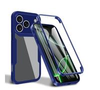 GoodcAcy for Oppo A6 Pro Case, [Built-in Glass Screen Protector] Military Grade Full Body 360 Shockproof Stylish Bumper Transparent Back Case Cover for Oppo A6 Pro(blue)