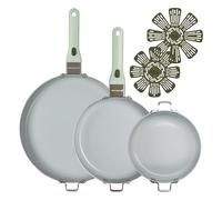 GoodCook 7 Piece Ceramic Cookware Set with Removable Handles Induction Safe Non-Stick Oven Safe Sage Green