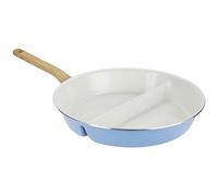GoodCook Healthy Ceramic Infused Titanium Infused Ceramic Split Frying Pan Light Blue - Non Stick Cooking Pan for Eggs, Meats, Vegetables, Sauces, Hot Tortillas