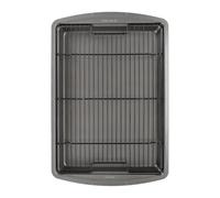 GoodCook Nonstick Carbon Steel Baking Pan & Raised Wire Rack, 15x10.5-Inch | Pizza Crisper, Crispy Bacon, Multipurpose Cooking Sheet Pan, Cooling Rack, Kitchen Cookware Set, Dishwasher Safe
