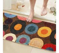 Gooddooes Long Bathroom Runner Rug 60x150CM Brown, High Absorbency Bath Mat Slip-Resistant Washable Circle Bath Mat for Bathroom Kitchen Laundry Room - Modern Geometric Pattern Carpets