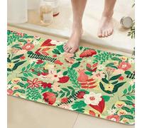Gooddooes Long Bathroom Runner Rug 60x150CM Green, High Absorbency Bath Mat Slip-Resistant Washable Soft Floral Bath Mat for Bathroom Kitchen Laundry Room - Modern Floral Pattern Carpets